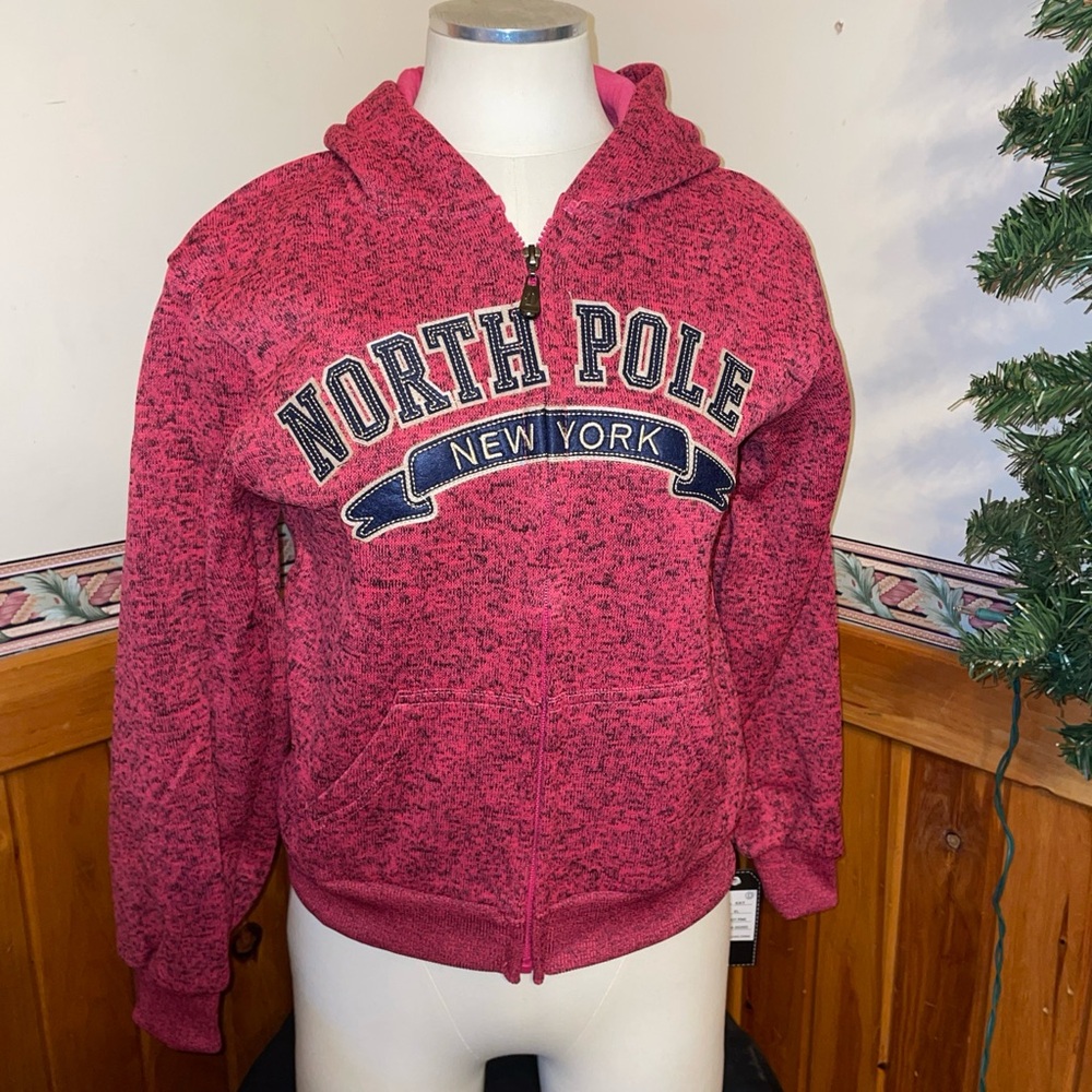 North Pole New York  Hot Pink  Zip Hoodie XL Chest 36” Kangaroo Pockets.